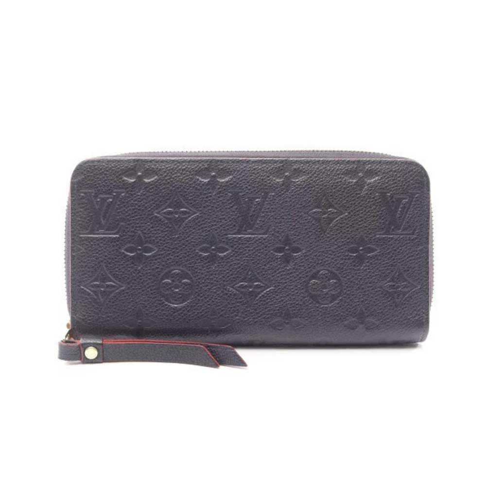 Louis Vuitton Zippy Wallet Round Long Leather Monogram Empreinte Navy Blue Red